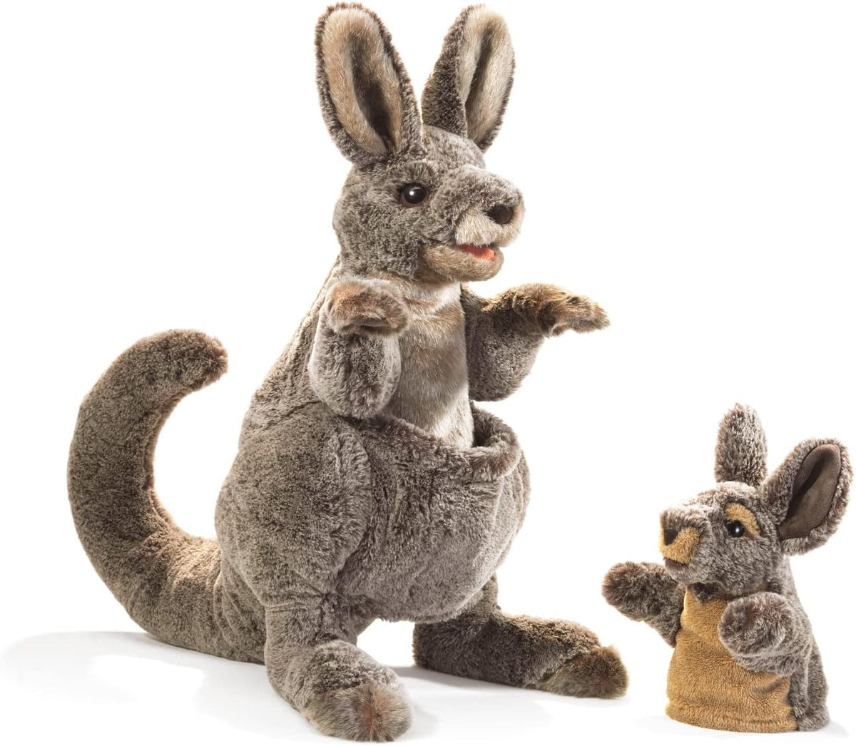 BOHS Stuffed Kangaroo With Joey & Australia Scarf - 11.8" Soft Plush Toy