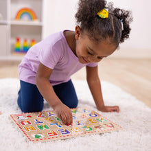 Load image into Gallery viewer, Lift & See Alphabet Wooden Peg Puzzle