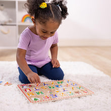 Load image into Gallery viewer, Lift & See Alphabet Wooden Peg Puzzle