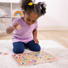 Load image into Gallery viewer, Lift & See Alphabet Wooden Peg Puzzle