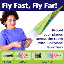 Load image into Gallery viewer, Stunt Squadron Neon Glow Paper Airplane Kit