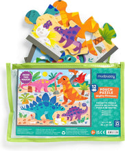 Load image into Gallery viewer, Mighty Dinosaurs – 12 Piece Puzzle with Reusable Zipper Pouch