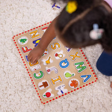 Load image into Gallery viewer, Lift & See Alphabet Wooden Peg Puzzle