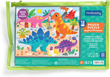 Load image into Gallery viewer, Mighty Dinosaurs – 12 Piece Puzzle with Reusable Zipper Pouch
