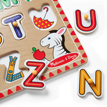 Load image into Gallery viewer, Lift & See Alphabet Wooden Peg Puzzle