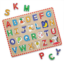 Load image into Gallery viewer, Lift & See Alphabet Wooden Peg Puzzle