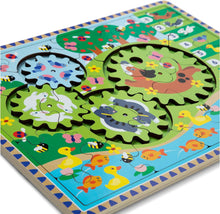 Load image into Gallery viewer, Wooden Animal Chase Jigsaw Spinning Gear Puzzle