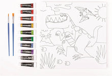 Load image into Gallery viewer, Dinosaur with Paint &amp; Brush Canvas Set
