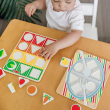 Load image into Gallery viewer, Wooden Shape Sorting Grocery Cart Push Toy