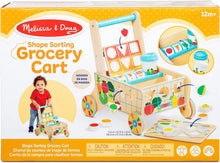 Load image into Gallery viewer, Wooden Shape Sorting Grocery Cart Push Toy