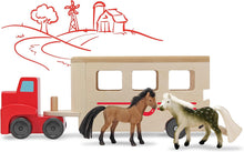 Load image into Gallery viewer, Horse Carrier Wooden Vehicle Play Set