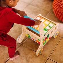 Load image into Gallery viewer, Wooden Shape Sorting Grocery Cart Push Toy