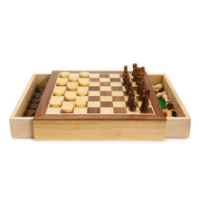 Load image into Gallery viewer, Wooden Chess &amp; Draughts Set

