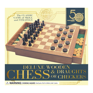Wooden Chess & Draughts Set