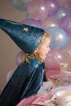 Load image into Gallery viewer, Starry Night Wizard Cape &amp; Hat
