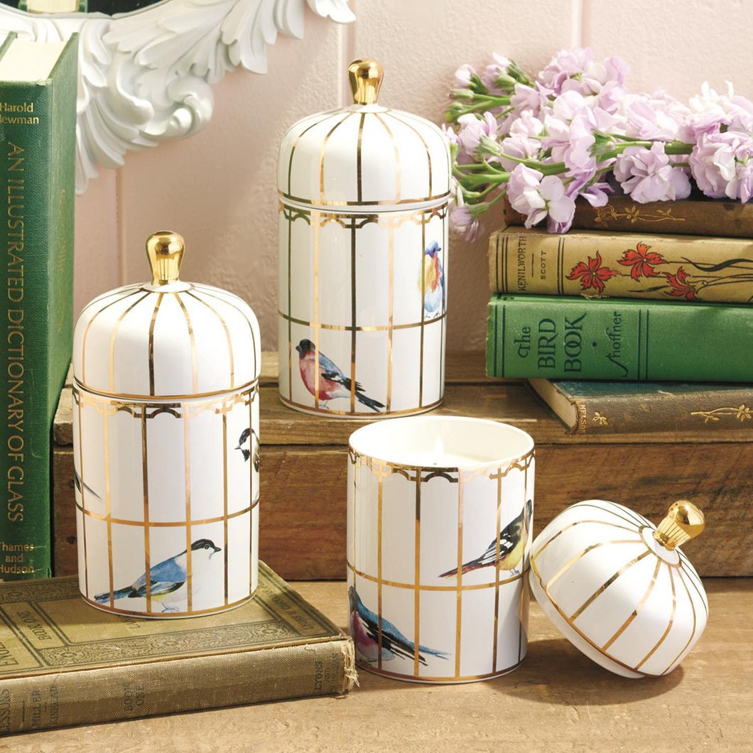Gilded Cage Lidded Filled Candle with Lemon Verbena Scented Wax