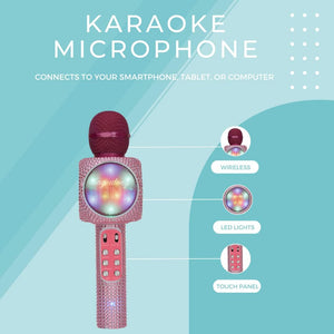 Bluetooth Karaoke Microphone and Speaker All-in-One (Pink Bling)