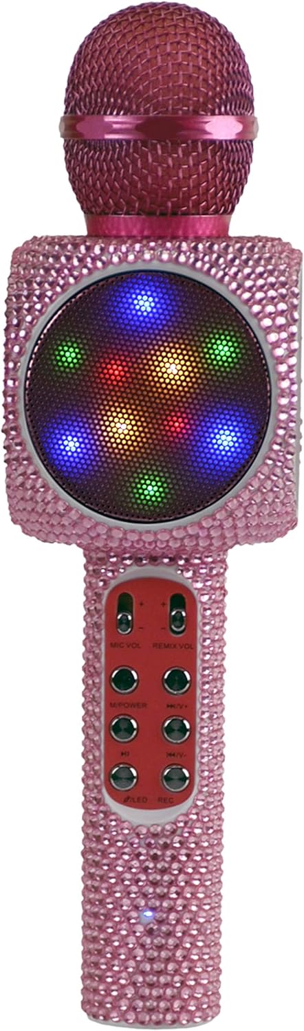 Bluetooth Karaoke Microphone and Speaker All-in-One (Pink Bling)