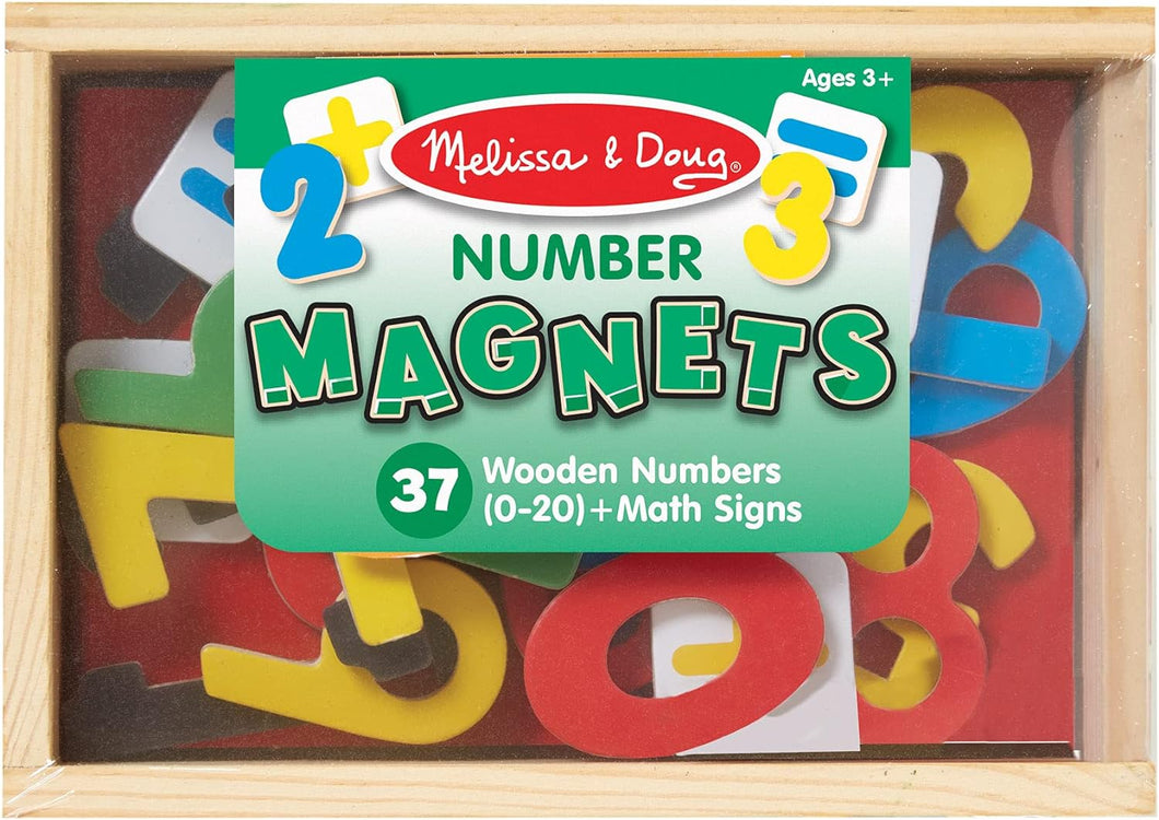 37 Wooden Number Magnets in a Box