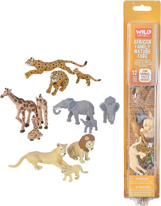 African Family Animal Figurines Tube