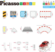 Load image into Gallery viewer, PicassoTiles Magnet Tile Race Car Track Construction Toy Blocks with 2 Trucks
