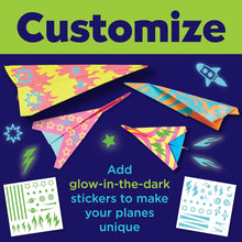 Load image into Gallery viewer, Stunt Squadron Neon Glow Paper Airplane Kit
