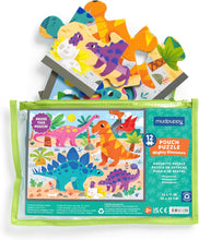 Load image into Gallery viewer, Mighty Dinosaurs – 12 Piece Puzzle with Reusable Zipper Pouch
