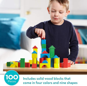 Wooden Building Set - 100 Blocks