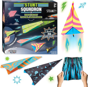 Stunt Squadron Neon Glow Paper Airplane Kit