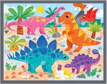 Load image into Gallery viewer, Mighty Dinosaurs – 12 Piece Puzzle with Reusable Zipper Pouch
