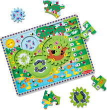 Load image into Gallery viewer, Wooden Animal Chase Jigsaw Spinning Gear Puzzle
