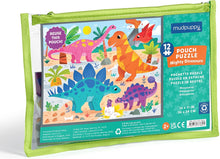 Load image into Gallery viewer, Mighty Dinosaurs – 12 Piece Puzzle with Reusable Zipper Pouch
