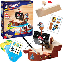 Load image into Gallery viewer, Buildeez! Easy Wooden Model Set: Pirate Ship
