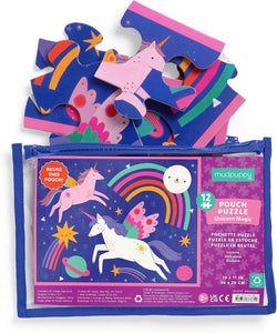 Unicorn Magic – 12 Piece Puzzle with Reusable Zipper Pouch