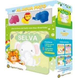 Set ¡Al agua pato! 1 book & 3 water figure toy