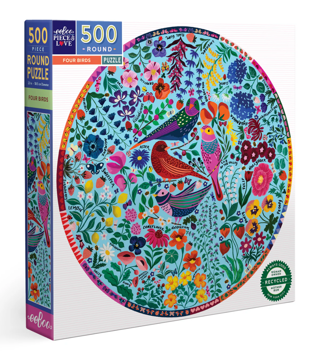 Four Birds 500 Piece Round Puzzle