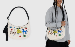 Baggu Medium Crescent Bag - Embroidered Painted Prairie