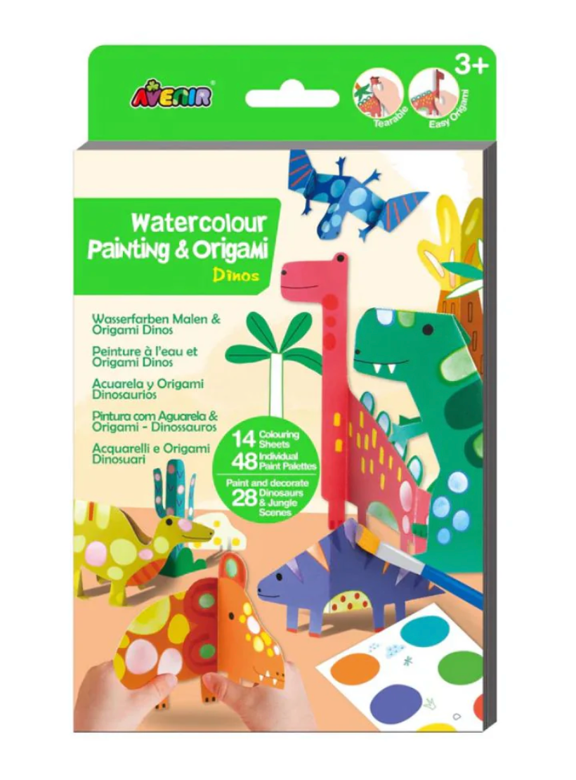 Watercolour Painting & Origami Set - Dinosaur