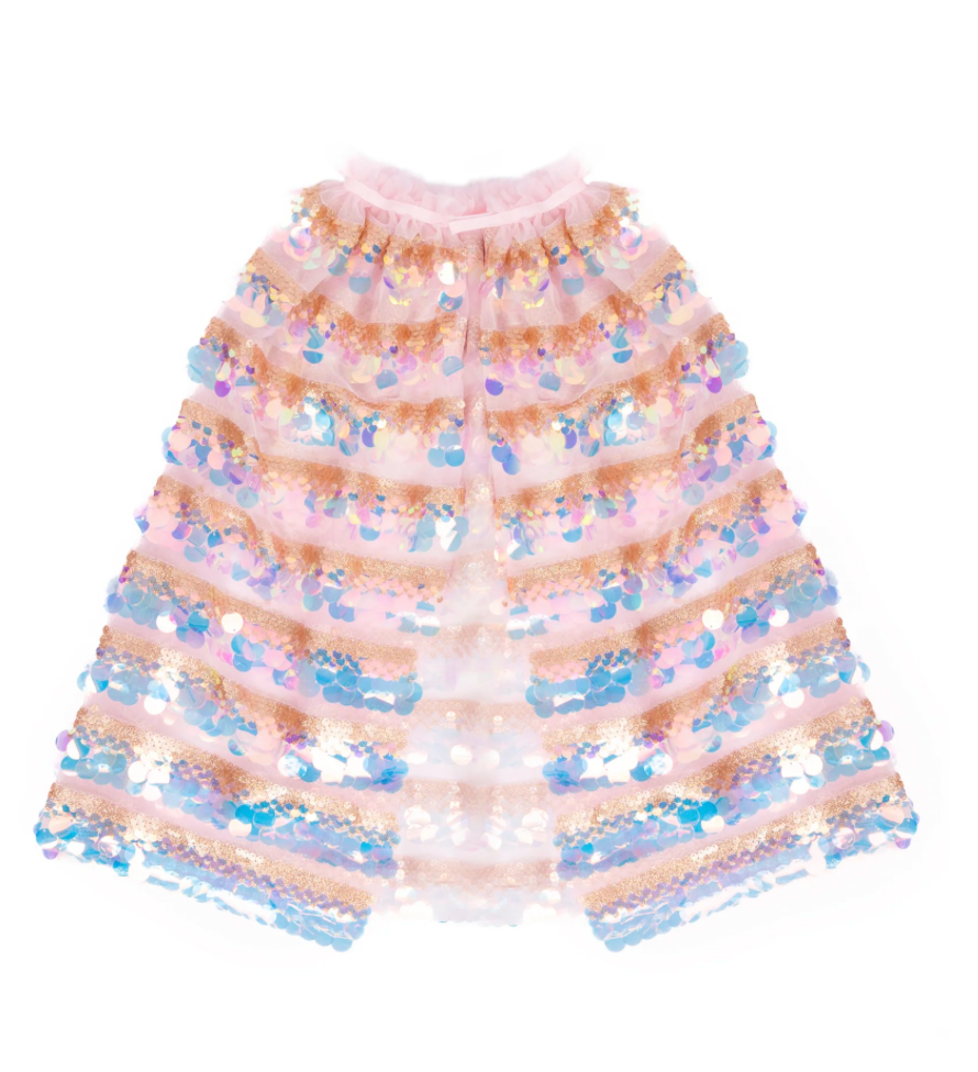 The 5th Avenue Paillette Cape, Gold/Light Pink