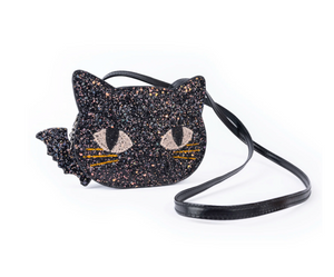 Cat's Meow Black Chunky Glitter Kitty Purse