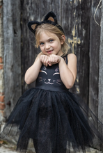 Load image into Gallery viewer, Black Cat Dress with Headband
