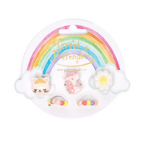 Flower, Kitty, Unicorn Elastic Ring Set