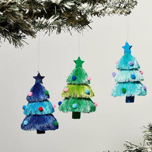 Hand-Crafted Sisal Tree with Pom Poms Ornament