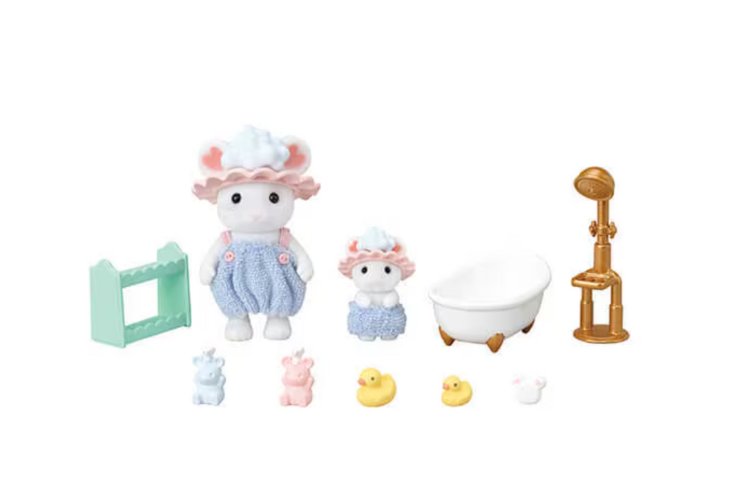 Calico Critters Bath Time Bubble Siblings
