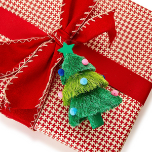 Hand-Crafted Sisal Tree with Pom Poms Ornament