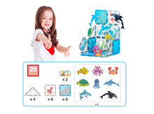 Load image into Gallery viewer, PicassoTiles 26 Piece Marine World Magnetic Toy with Ocean Characters
