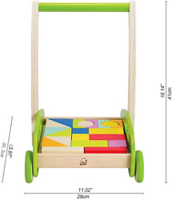 Load image into Gallery viewer, Block and Roll Cart Toddler Wooden Push
