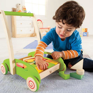 Block and Roll Cart Toddler Wooden Push
