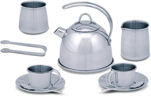 Stainless Steel Pretend Play Tea Set and Storage Rack