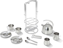 Load image into Gallery viewer, Stainless Steel Pretend Play Tea Set and Storage Rack
